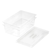 SOGA 150mm Clear Gastronorm GN Pan 1/1 Food Tray Storage Bundle of 2 with Lid