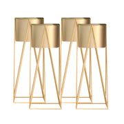 SOGA 4X 70cm Gold Metal Plant Stand with Gold Flower Pot Holder Corner Shelving Rack Indoor Display