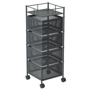 SOGA 4 Tier Steel Square Rotating Kitchen Cart Multi-Functional Shelves Portable Storage Organizer with Wheels