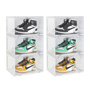 SOGA  2X 3 Tier Transparent Portable Shoe Organiser Sneaker Footwear Folding Plastic Bin Stackable Storage Box with Magnetic Door