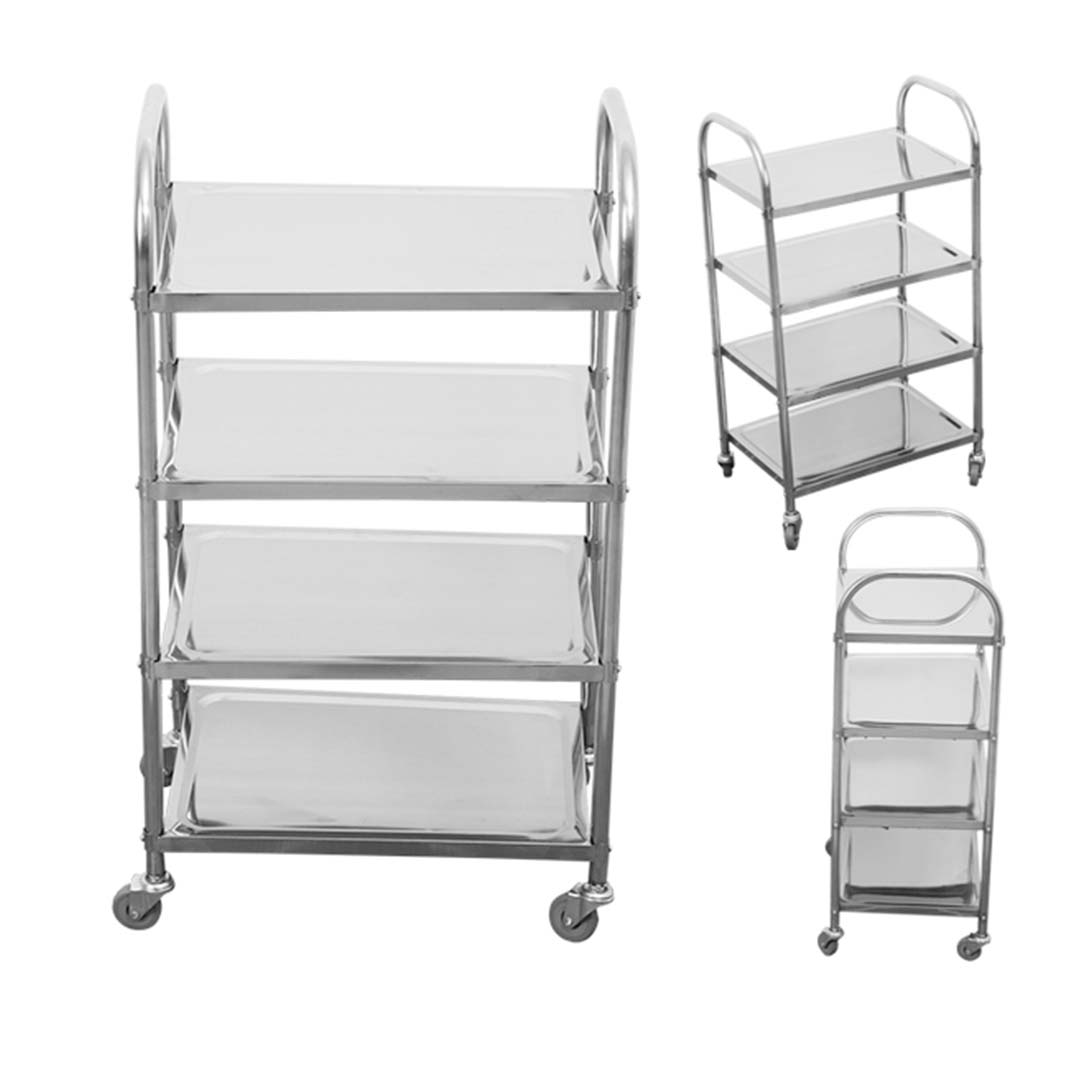 SOGA 4 Tier 950x500x1220 Stainless Steel Kitchen Dining Food Cart Trolley Utility