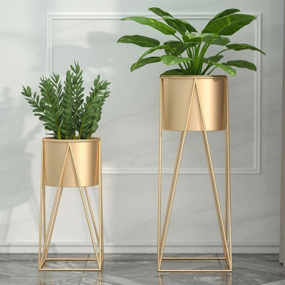 SOGA 4X 70cm Gold Metal Plant Stand with Gold Flower Pot Holder Corner Shelving Rack Indoor Display
