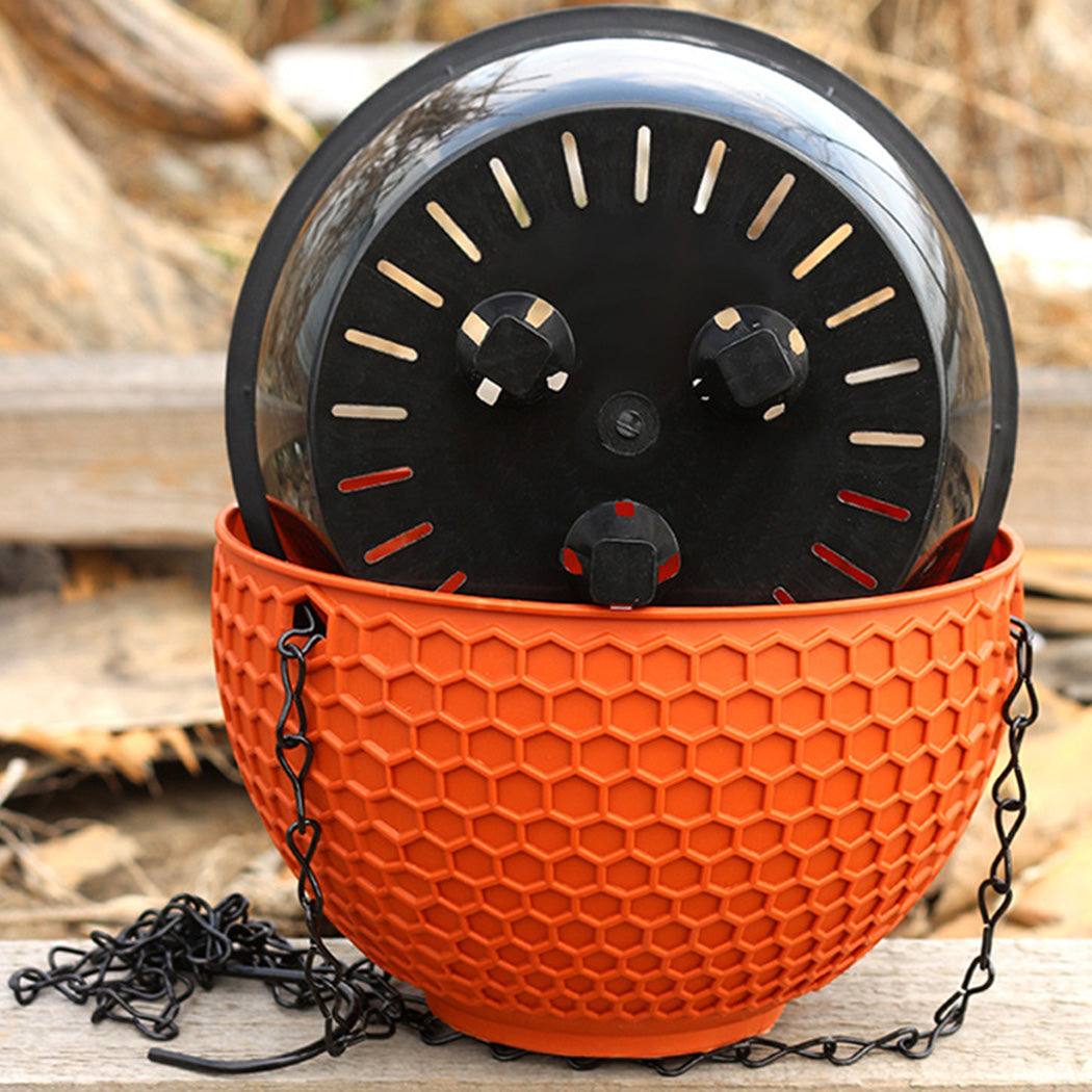 SOGA 2X Red Medium Hanging Resin Flower Pot Self Watering Basket Planter Outdoor Garden Decor