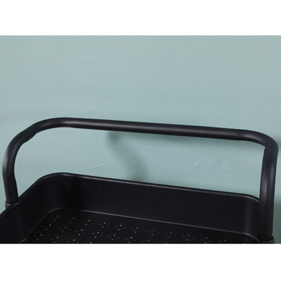 SOGA 3 Tier Steel Black Movable Kitchen Cart Multi-Functional Shelves Portable Storage Organizer with Wheels