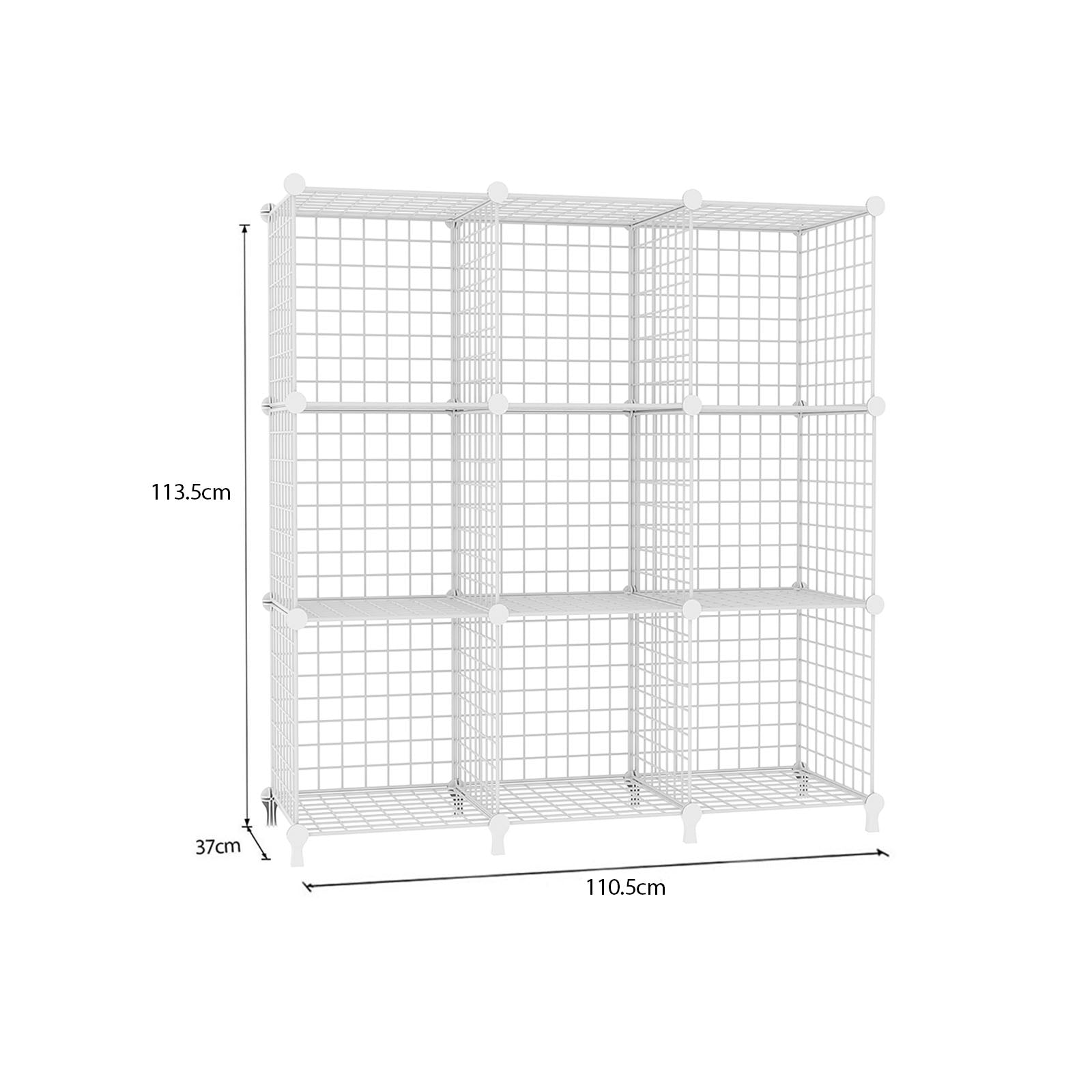 SOGA 2X White Portable 9-Cube 3 Column Storage Organiser Foldable DIY Modular Grid Space Saving Shelf