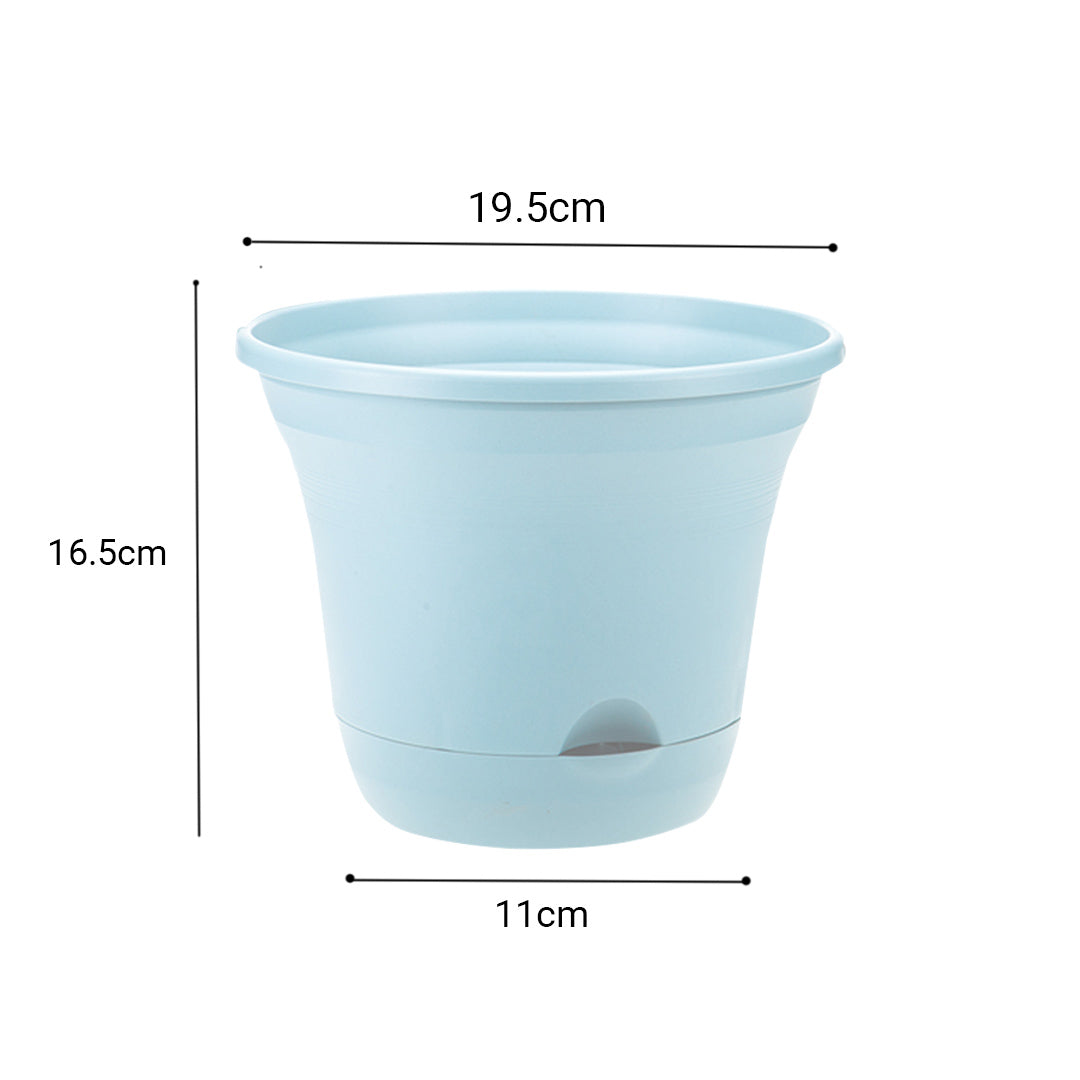 SOGA 19.5 cm Blue Plastic Plant Pot Self Watering Planter Flower Bonsai Indoor Outdoor Garden Decor Set of 3