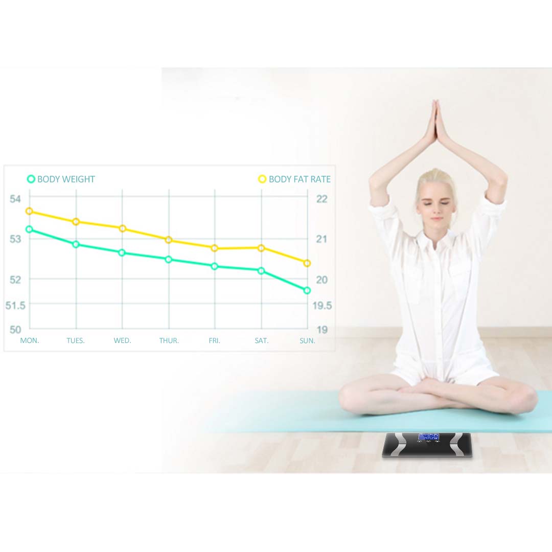 SOGA Glass LCD Digital Body Fat Scale Bathroom Electronic Gym Water Weighing Scales Black