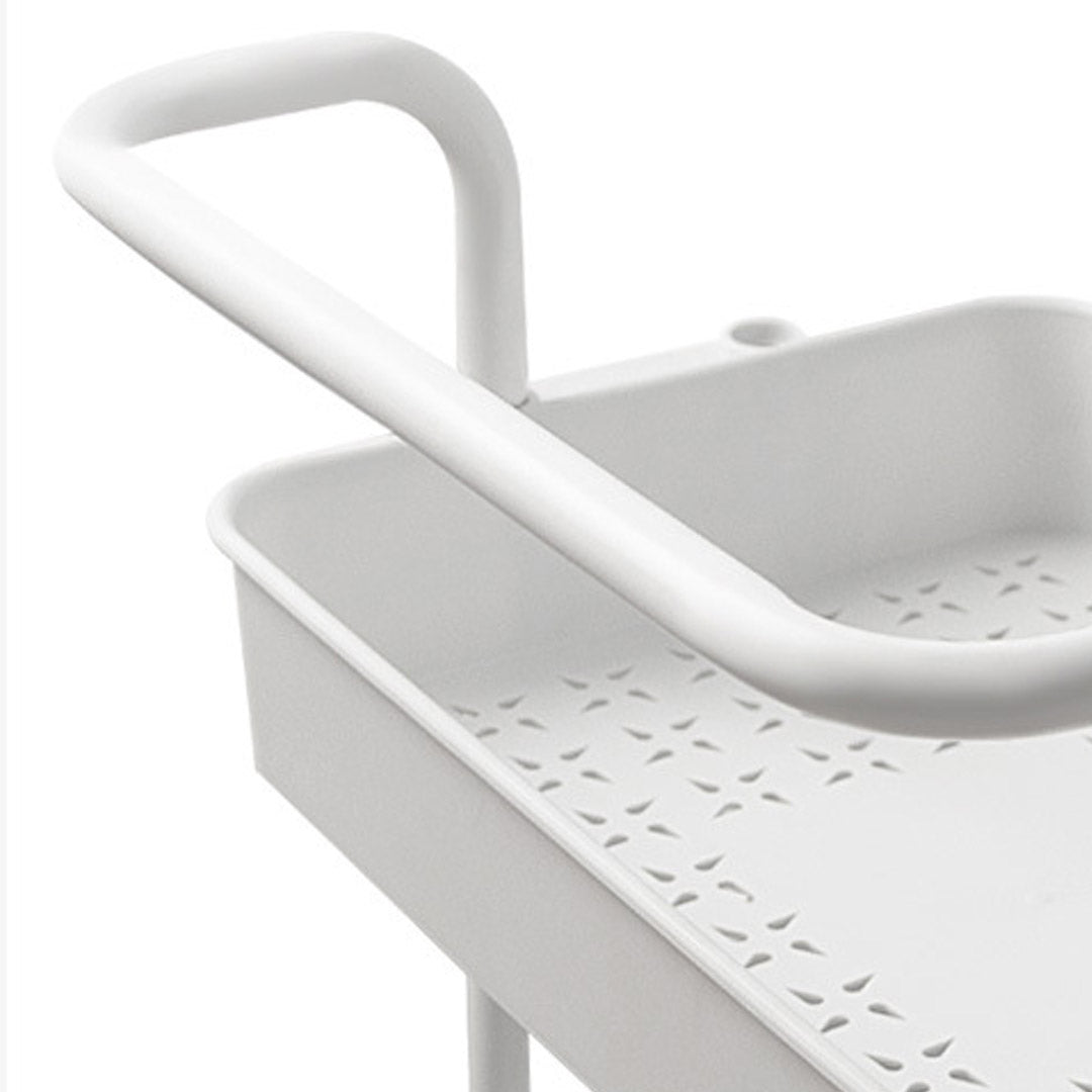 SOGA 3 Tier Steel White Movable Kitchen Cart Multi-Functional Shelves Portable Storage Organizer with Wheels