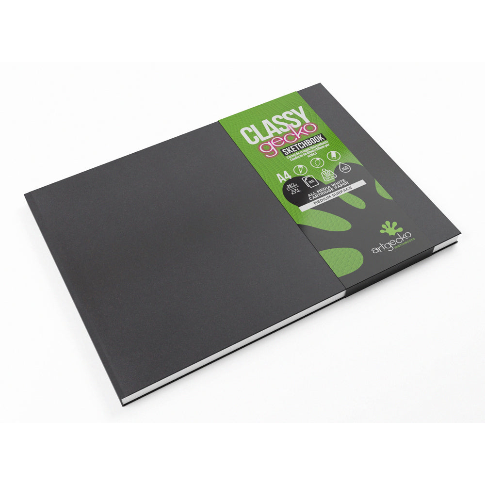 Artgecko Classy Sketchbook Casebound A4 Landscape 92 Pages 46 Sheets 150gsm White Paper - Cafe Supply