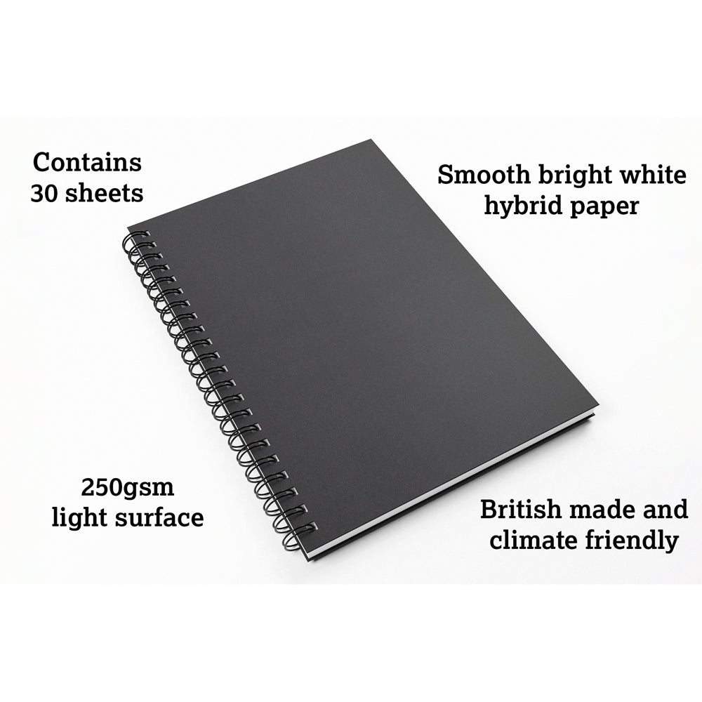 Artgecko Freestyle Sketchbook A4 60 Pages 30 Sheets 250gsm White Hybrid Paper - Cafe Supply