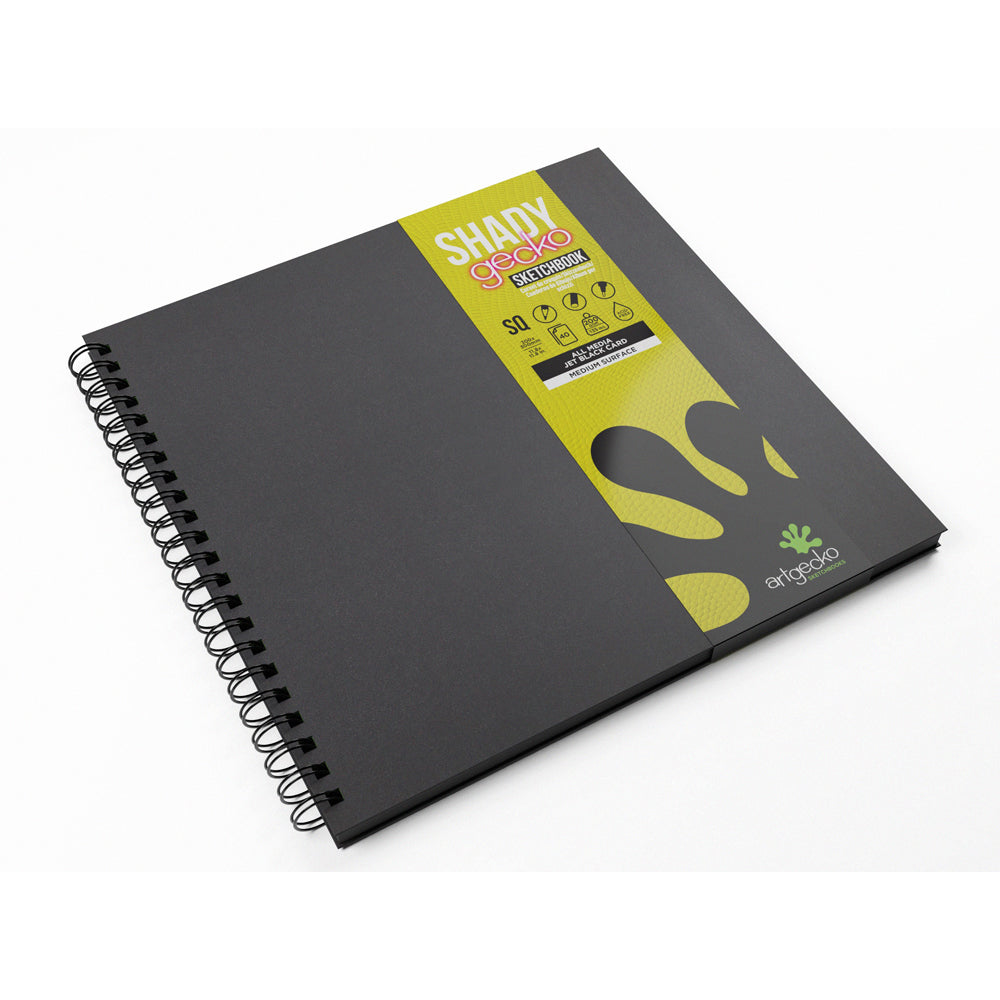 Artgecko Shady Sketchbook 300mm Square 80 Pages 40 Sheets 200gsm Black Toned Card - Cafe Supply