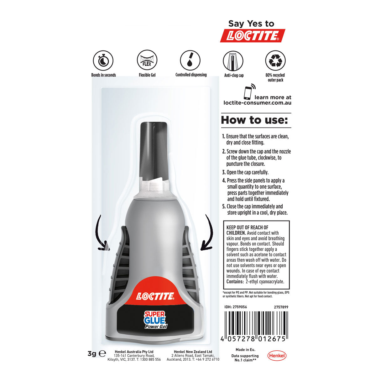 Loctite Super Glue Control Power Flex Gel 3g - Cafe Supply