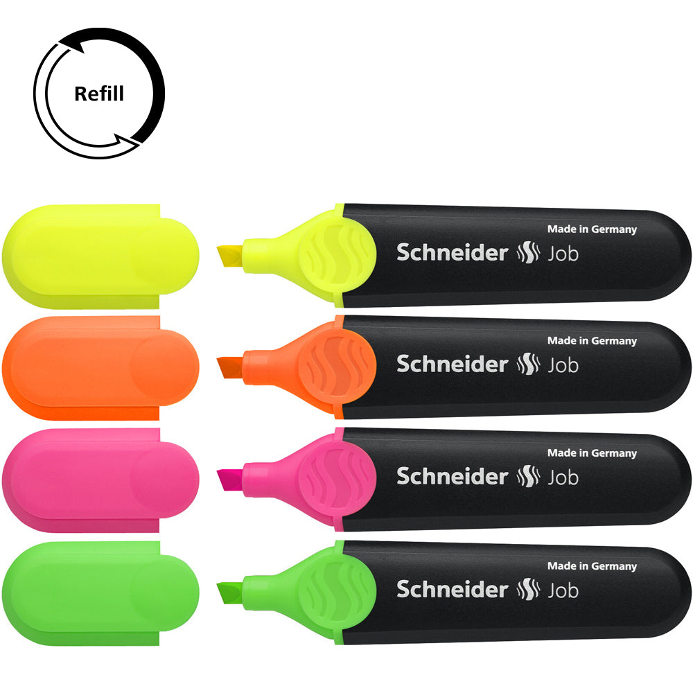 Schneider Highlighter Job assorted Wallet 4 pieces - Cafe Supply