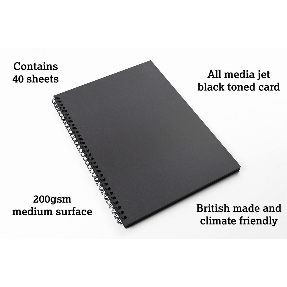Artgecko Shady Sketchbook A3 80 Pages 40 Sheets 200gsm Black Toned Card - Cafe Supply