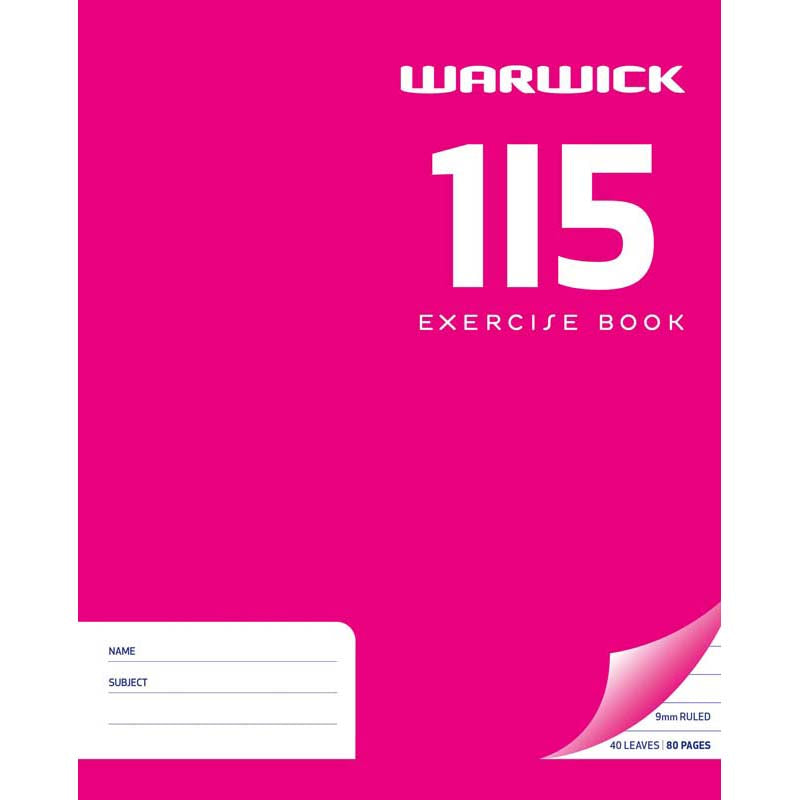 Warwick Exercise Book 1I5 40 Leaf Ruled 9mm 255x205mm - Cafe Supply