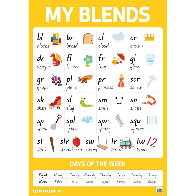 Warwick My Literacy Poster 2 Blends - Cafe Supply