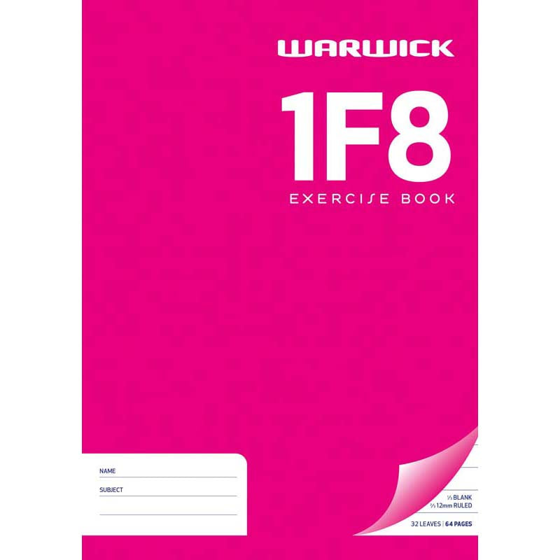 Warwick Exercise Book 1F8 12mm 1/3 Unruled 2/3 Ruled 32 Leaf A4 - Cafe Supply