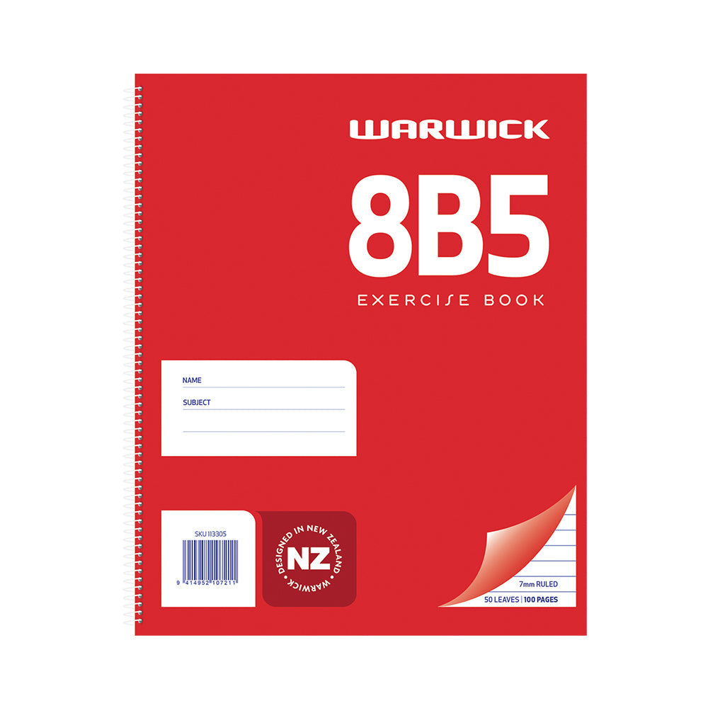 Warwick Notebook 8B5 50 Leaf Spiral Ruled 7mm 255x205mm - Cafe Supply