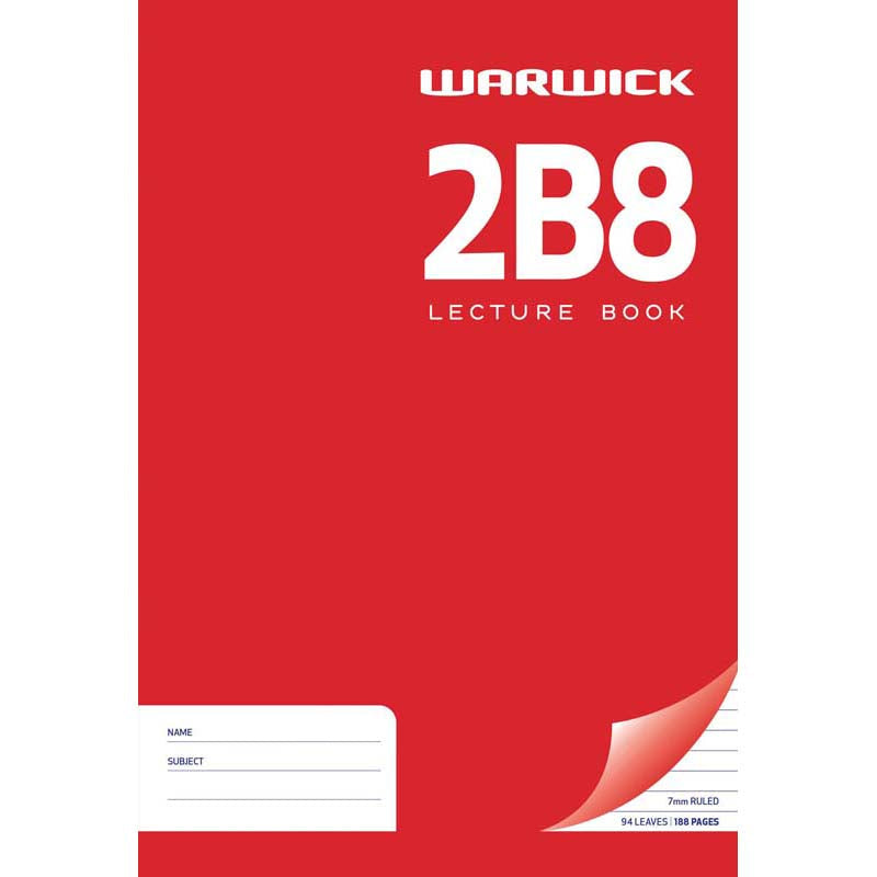 Warwick Lecture Book 2B8 94 Leaf A4 Ruled 7mm - Cafe Supply