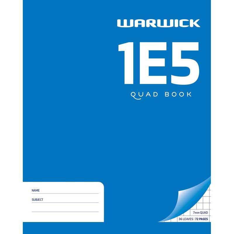 Warwick Exercise Book 1E5 36 Leaf Quad 7mm 255x205mm - Cafe Supply