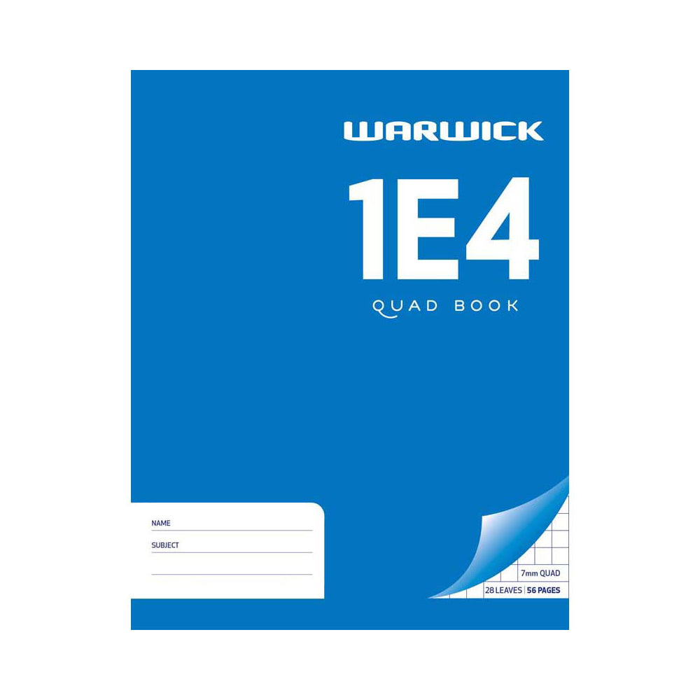 Warwick Exercise Book 1E4 28 Leaf Quad 7mm 230x180mm - Cafe Supply