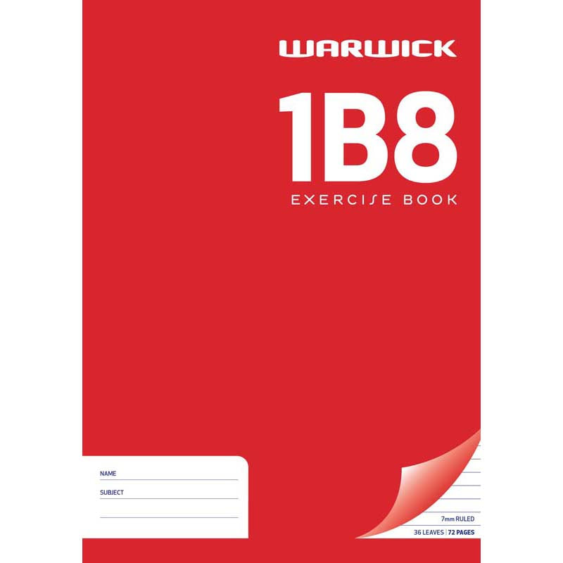 Warwick Exercise Book 1B8 36 Leaf A4 Unpunched Ruled 7mm - Cafe Supply
