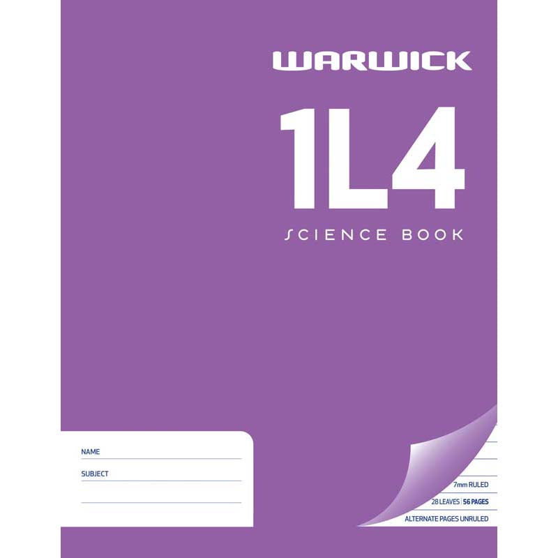 Warwick Exercise Book 1L4 28 Leaf Ruled 7mm Unruled 230x180mm - Cafe Supply