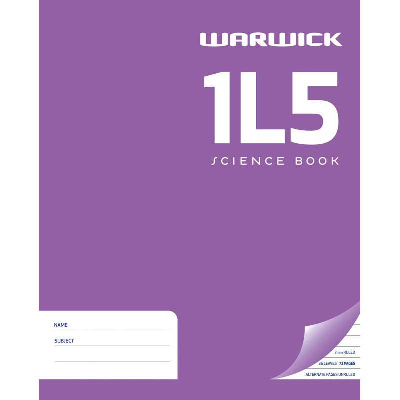 Warwick Exercise Book 1L5 36 Leaf Ruled 7mm Unruled 255x205mm - Cafe Supply