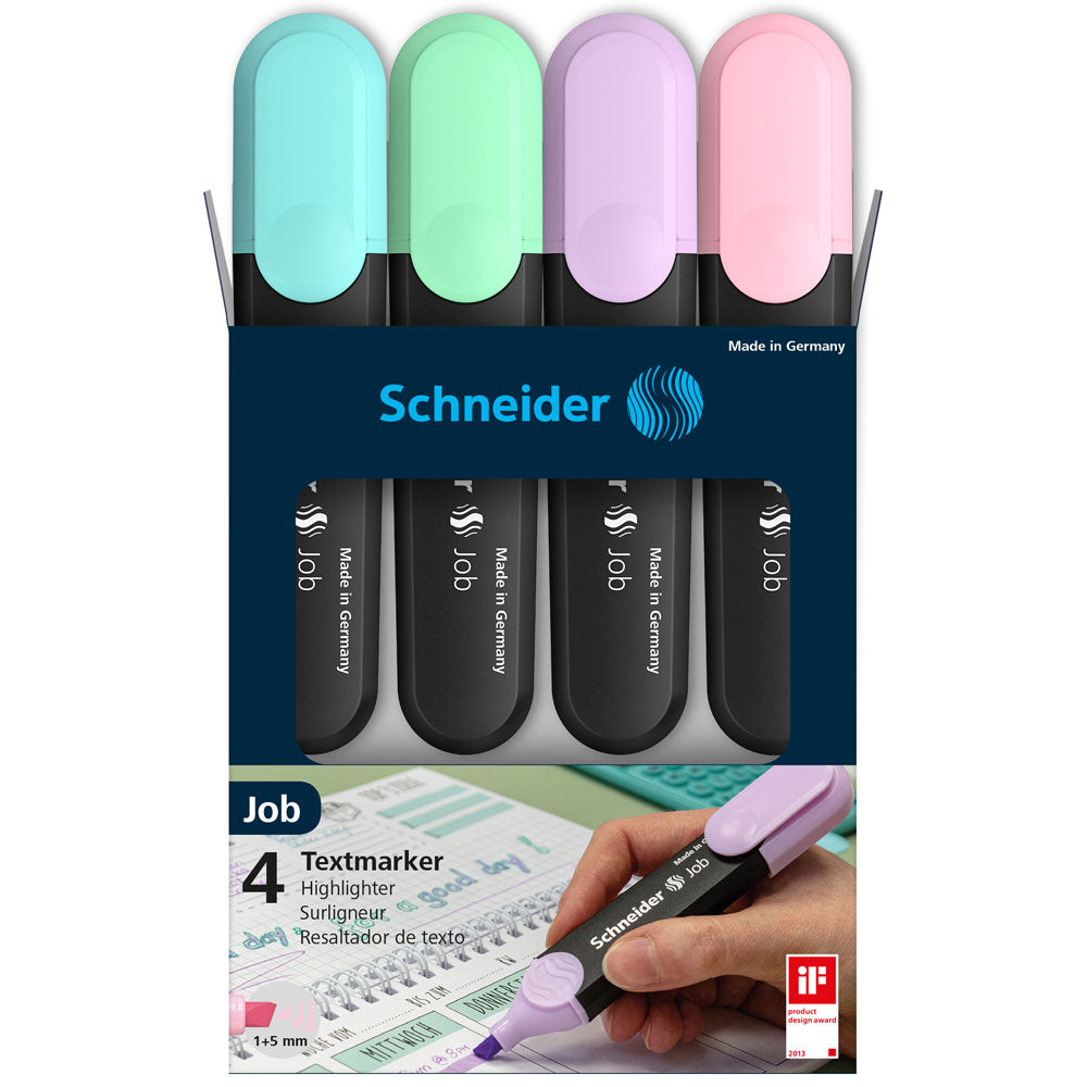 Schneider Highlighter Job Pastel Assorted Wallet 4 pieces - Cafe Supply