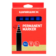 Warwick Marker Blue Bullet Tip Permanent Box 12 - Cafe Supply