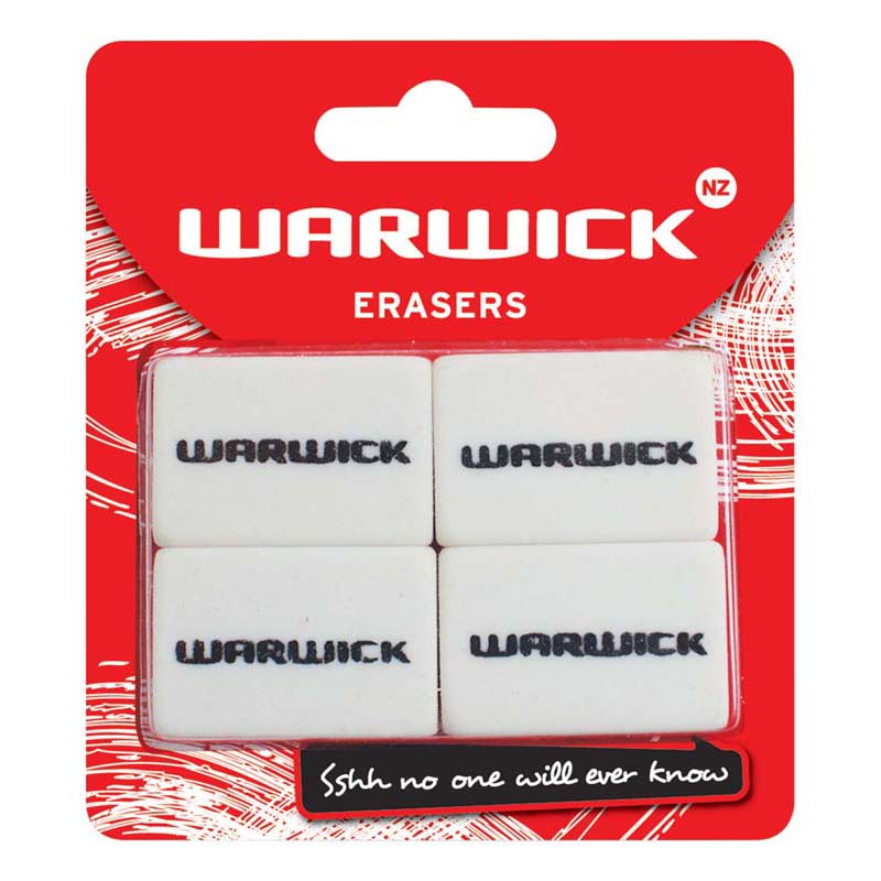 Warwick Eraser Multi 4 Pack Hangsell - Cafe Supply