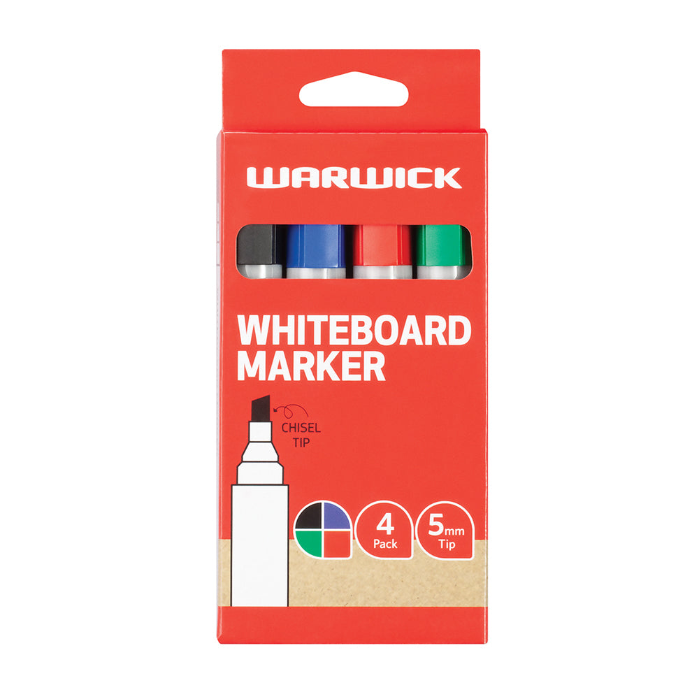Warwick Whiteboard Marker Chisel Tip 4 Wallet - Cafe Supply