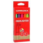 Warwick Highlighter Slimline Assorted 5 Pack - Cafe Supply
