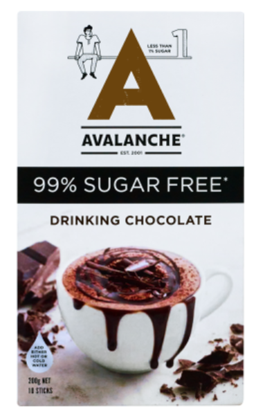 Avalanche 99% Sugar Free Drinking Chocolate Sticks 10 x 20g - Cafe Supply