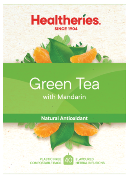 Healtheries Green Tea With Mandarin Tea Bags 40pk