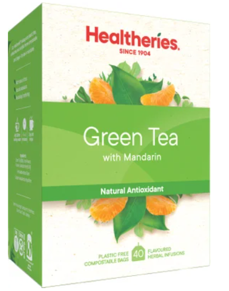 Healtheries Green Tea With Mandarin Tea Bags 40pk