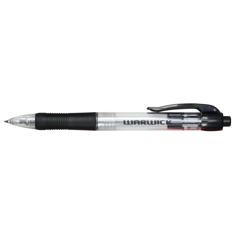 Warwick Pen Ballpoint Black Retractable 0.7mm Box 12 Comfort Grip - Cafe Supply