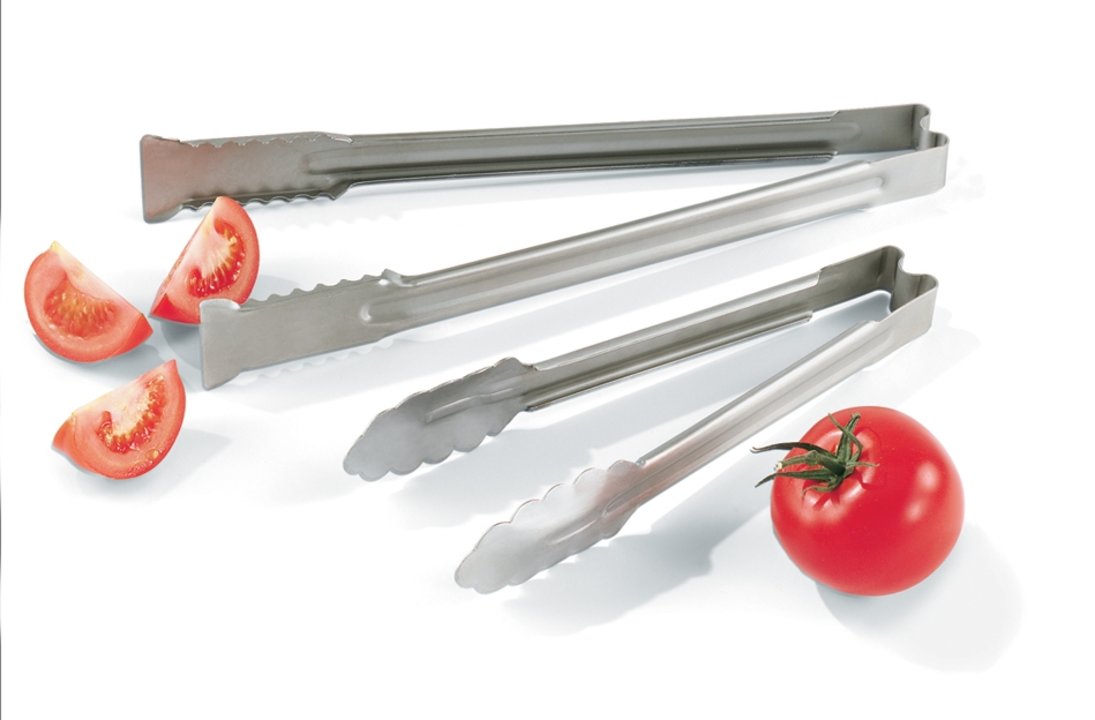 6-inch heavy-duty stainless steel one-piece scalloped tongs