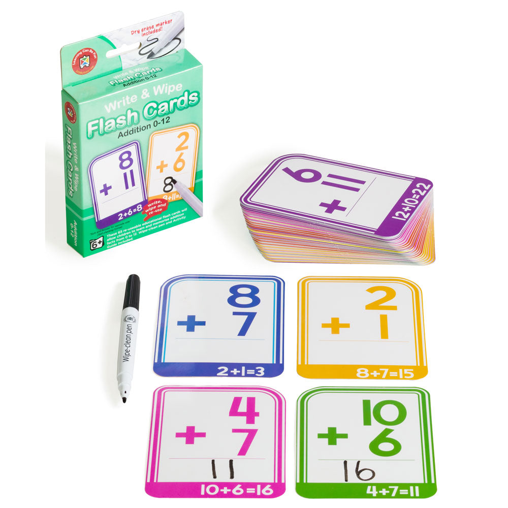LCBF Write & Wipe Flashcards Addition w/Marker - Cafe Supply