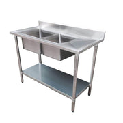 1500-7-DSBL Economic 304 Grade SS Left Double Sink Bench 1500x700x900 with 500x400x250 sinks