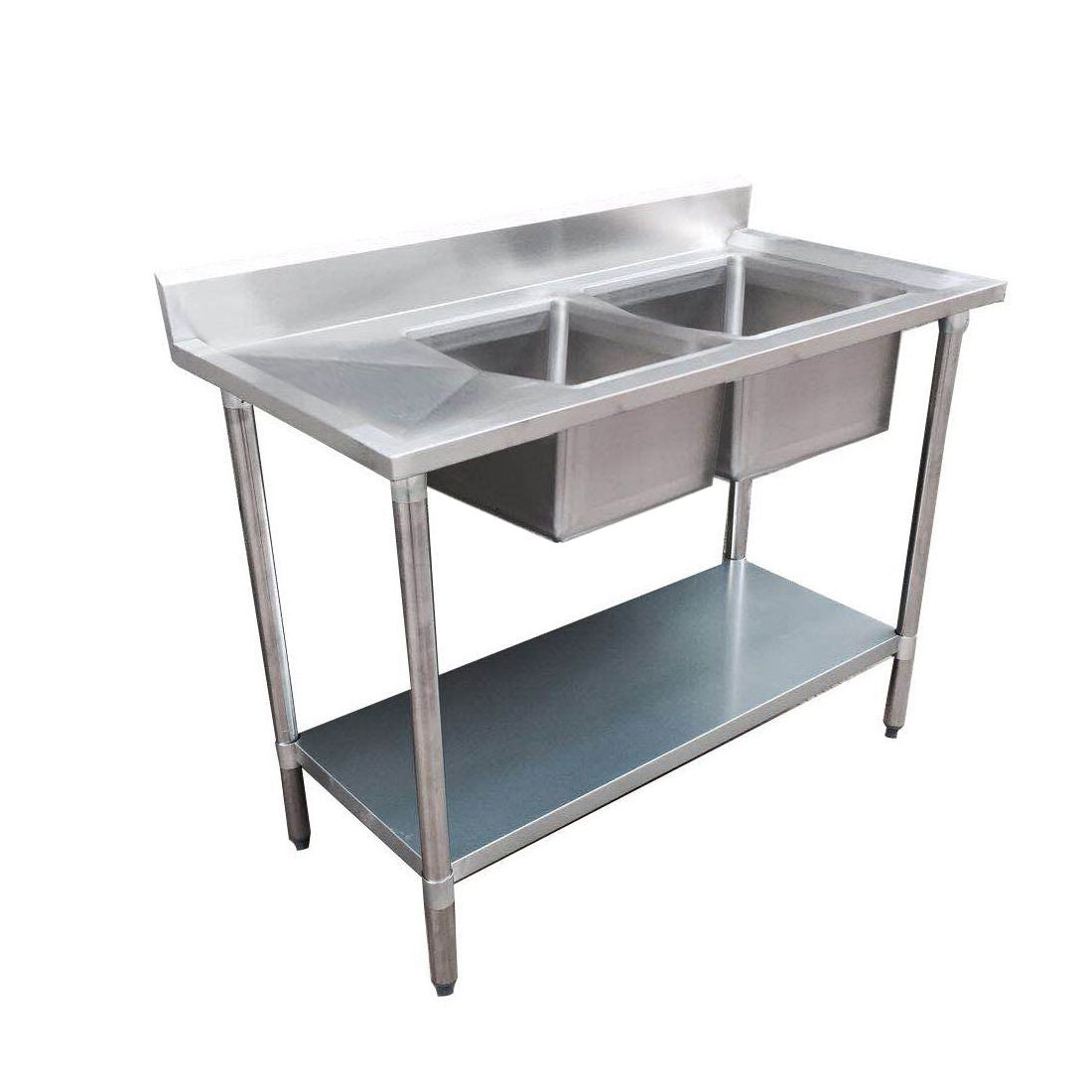 1500-7-DSBR Economic 304 Grade SS Right Double Sink Bench 1500x700x900 with 500x400x250 sinks