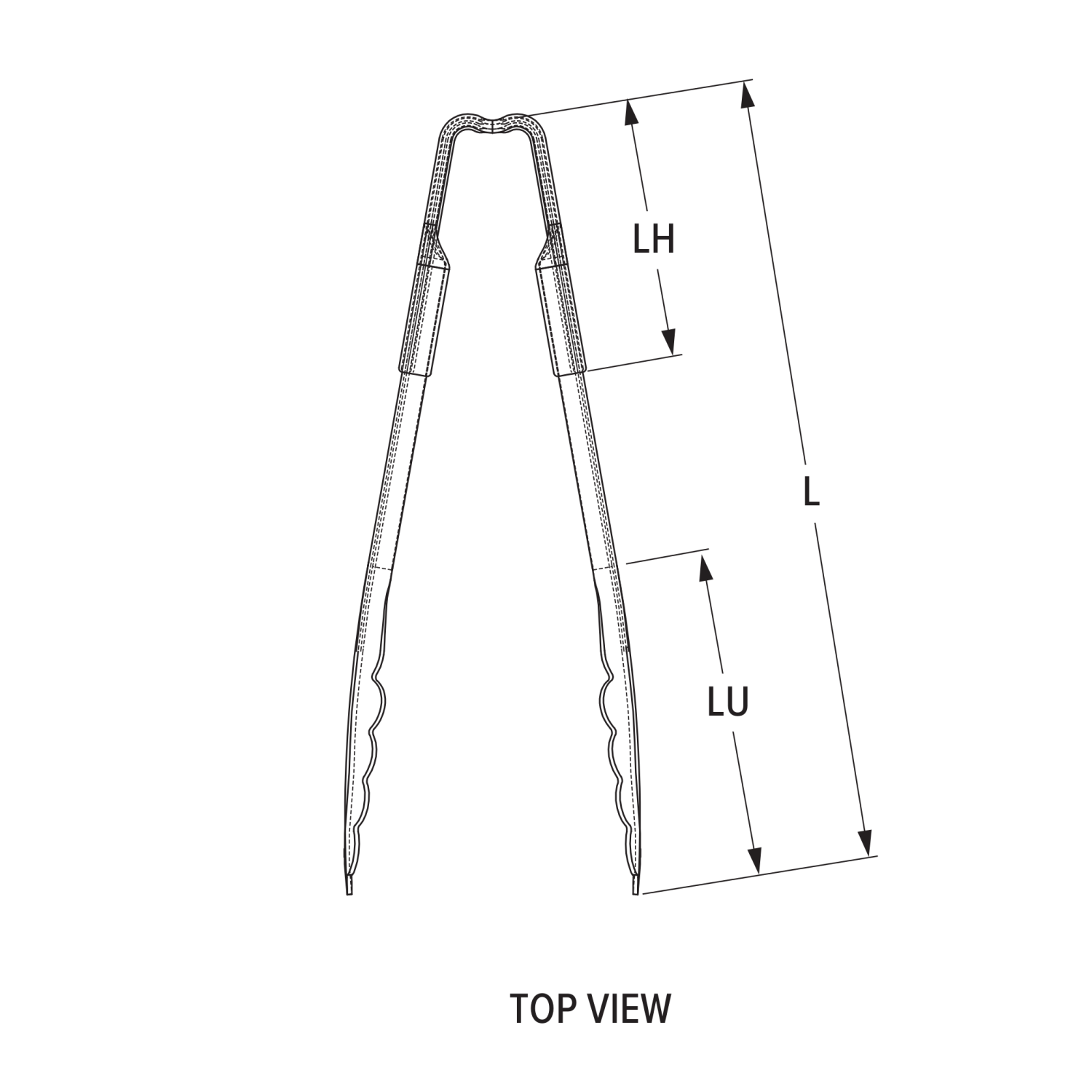 6-inch stainless steel one-piece scalloped tongs with blue Kool-Touch® handle