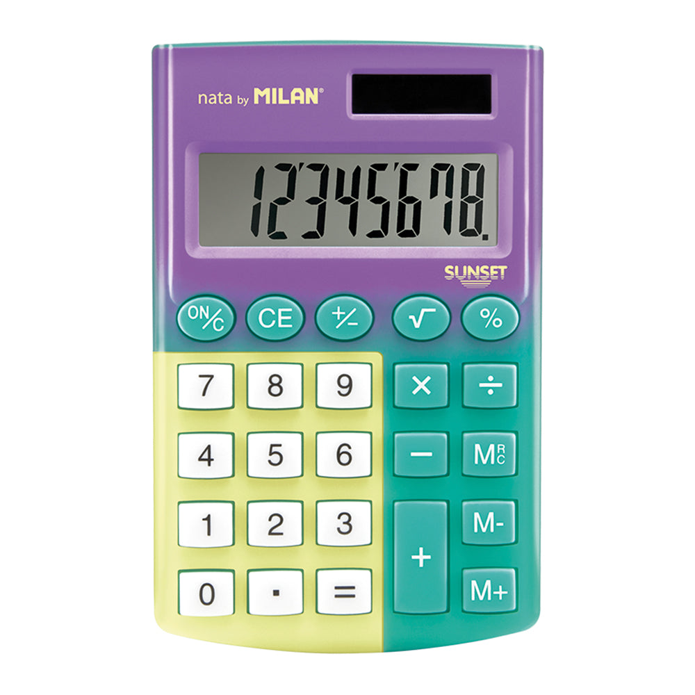 Milan Calculator Sunset Pocket 8 Digit Assorted Colours - Cafe Supply