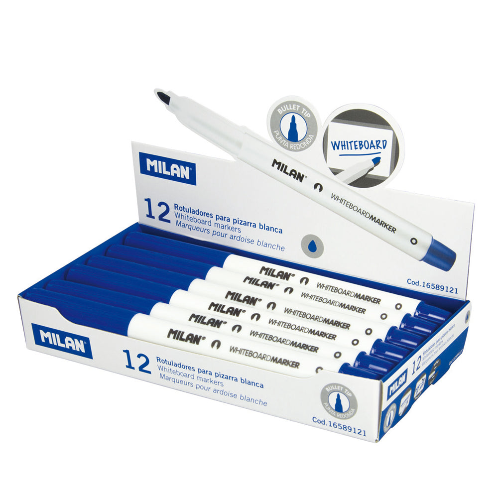 Milan Whiteboard Marker Fine Bullet Tip 3.7mm Blue - Cafe Supply