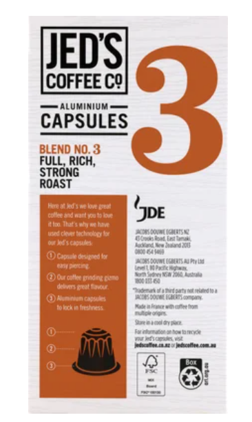 Jed's Coffee Co. #3 Strong Coffee Capsules 10pk