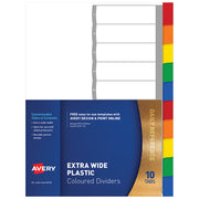 Avery Dividers A4 10 Tab Coloured Pre-Printed Extra Wide L7411-10 - Cafe Supply