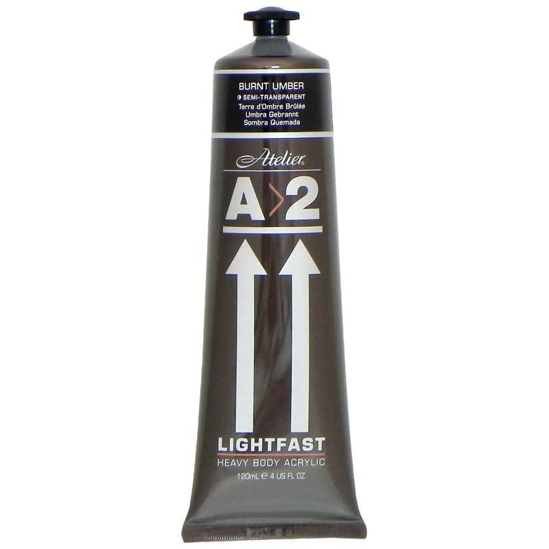 A2 Lightfast Heavybody Acrylic 120ml Burnt Umber - Cafe Supply