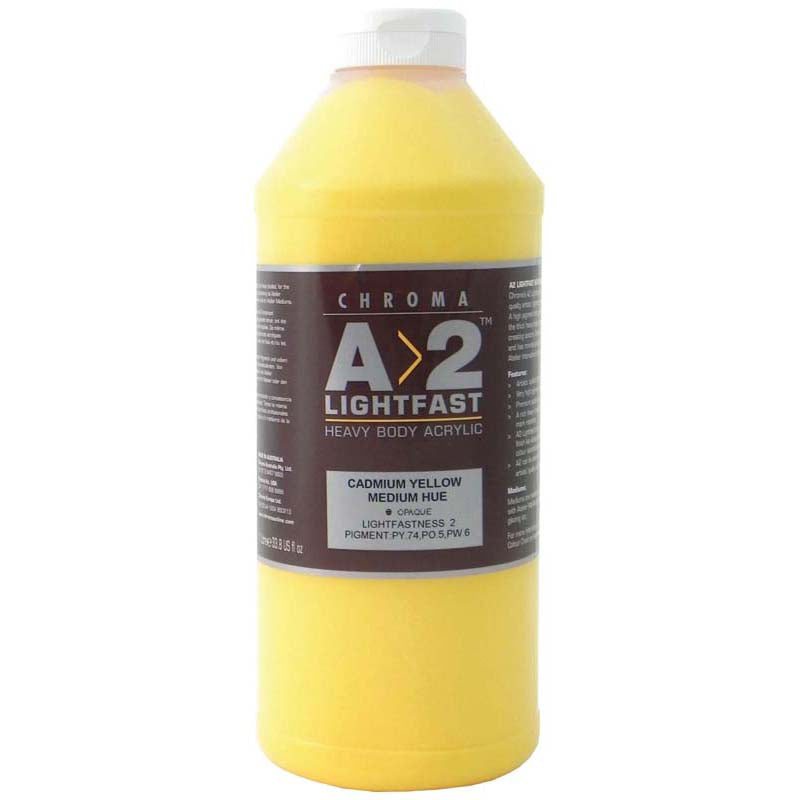 A2 Lightfast Heavybody Acrylic 1 Litre Cadmium Medium Yellow - Cafe Supply