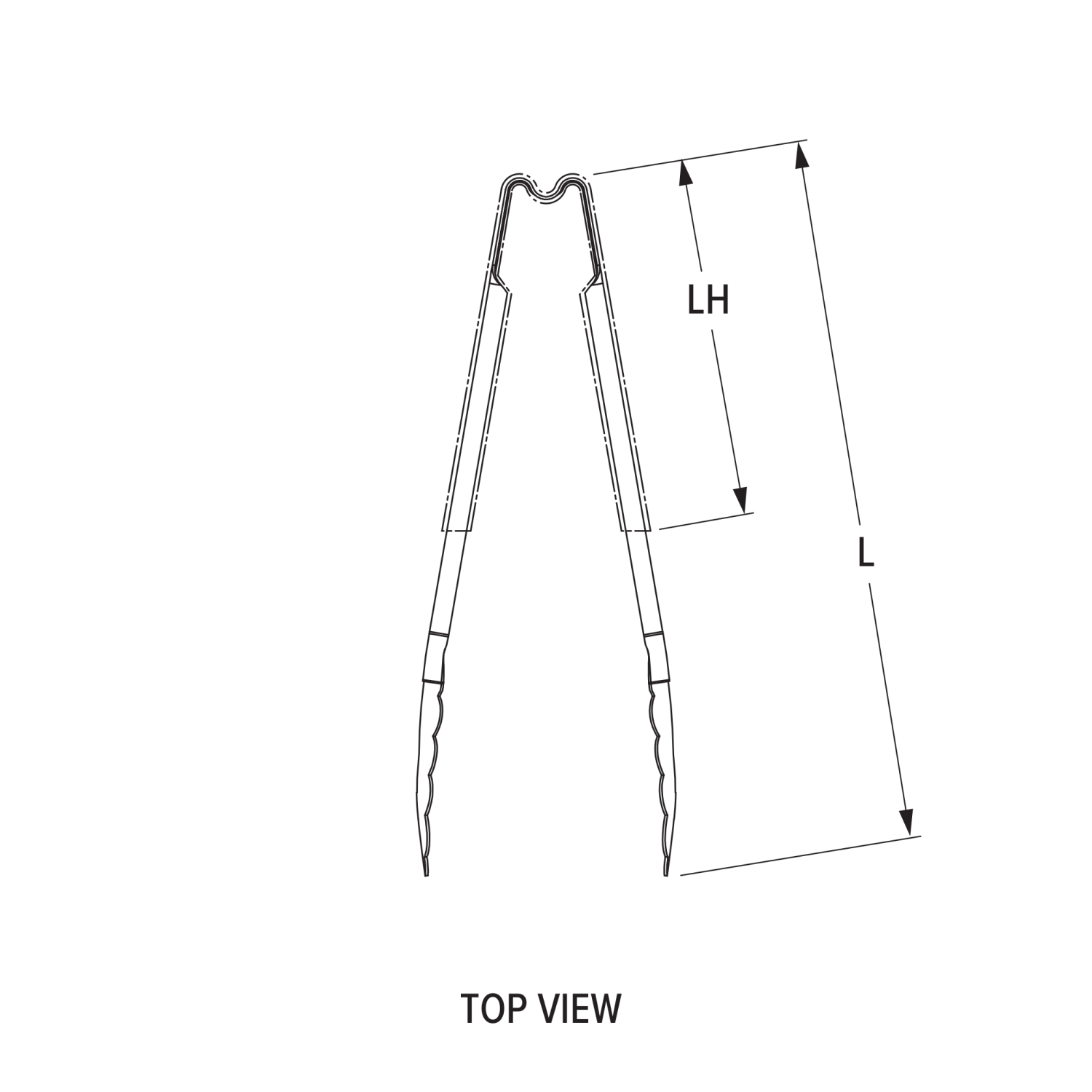 9 ½-inch stainless steel one-piece scalloped tongs with red Kool-Touch® handle