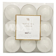 'W' SCENTED RANGE 4 HOUR TEALIGHTS (9pk) - WHITE TEA GINGER - Cafe Supply